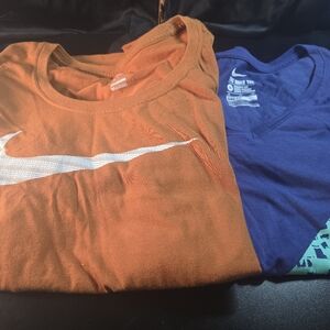 Nike Dri Fit Bundle Of 2 Short Sleeve‎ Tees Size XL ORANGE AND PURPLE